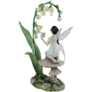 Statua di Fata <span class=keywords><strong>dei</strong></span> <span class=keywords><strong>Fiori</strong></span> Dipinta a Mano, Fata <span class=keywords><strong>dei</strong></span> <span class=keywords><strong>Fiori</strong></span> Seduta su un Fungo che Raccolta Gocce d'Acqua - Product Image 4