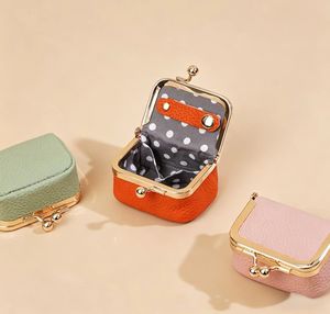 Portable Genuine Leather Elegant Jewelry <b>Case</b> Kiss Lock Mini Coin Purse Exquisite Ring <b>Earring</b> Storage Bag for Travel - Product Image 1