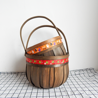 TF- GB11 Gros en bois décoratif Noël nouveau bébé bambou tissé garniture emballage panier pour tissé en vrac boîte Cadeau panier