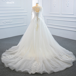 Jancember RSM66624 <span class=keywords><strong>abito</strong></span> da <span class=keywords><strong>sposa</strong></span> moderno in pizzo con scollo a maniche lunghe nuovi eleganti abiti da <span class=keywords><strong>sposa</strong></span> a sirena - Product Image 6