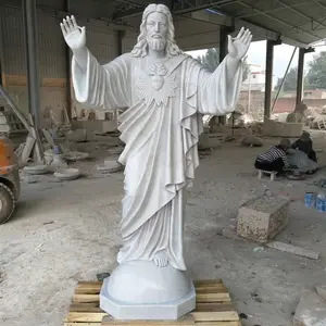 Statue classiche di gesù in marmo cattolico religioso a grandezza naturale per giardino o chiesa