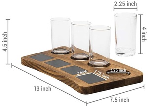 <span class=keywords><strong>Bier</strong></span>-Verkostungs-Set - Vier 6 oz Pilsner Pub-Gläser und Dunkelbraunes Holz-Serviertablett - Product Image 2