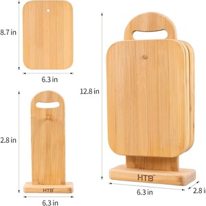 Bamboo Cutting Board <b>Set</b> With Stand 22x16cm And 16x7cm Rectangle Antibacterial Multifunctional For Sandwich Cheese Breakfast - Product Image 5