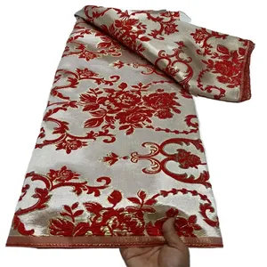 Fil métallique européen et américain broderie en relief Jacquard brocart tissu africain damassé dentelle - Product Image 4