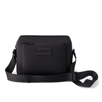 Sac messager en néoprène noir imperméable, pour les voyages quotidiens, logo personnalisé, bandoulière réglable, sac bandoulière pour homme et femme