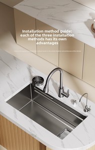 Lavello da <span class=keywords><strong>Cucina</strong></span> in Acciaio Inossidabile Antiruggine, <span class=keywords><strong>Lavabo</strong></span> Artigianale per Verdure e Piatti - Product Image 3