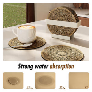 Manteles individuales cuadrados de PVC estilo bohemio, antideslizantes y aislantes del calor para comedor, no requieren lavado. - Product Image 2