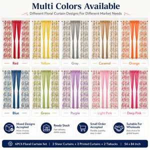 Listo <span class=keywords><strong>para</strong></span> Enviar: Juego de 6 Cortinas Semitransparentes de 54x84 Pulgadas, Cortinas de Voile Sólidas y Estampadas, Cortinas Opacas, Rideaux De Maison - Product Image 3