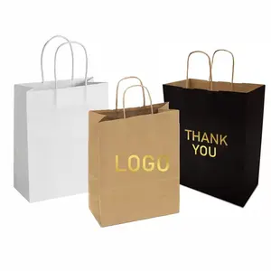 Customized Paper Gift Bag With Handles, Paper Bag Thank You Bags for Boutique, Personalizadas Bolsas de papel kraft al por mayor