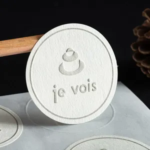 Custom Brand Logo Impressão a cores 3D Em Relevo Matte Texturizado Papel Adesivos Adesivos Caixa Selo Etiquetas