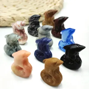 Wholesale Natural Stone Carving Polished Mini Crystal Cartoon Animal Dolphin Caved For Gifts