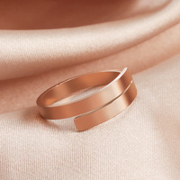 Großhandel Mode 18 Karat vergoldet benutzer definierte Gravur Name Blank Ring Edelstahl Stapelbare verstellbare Ringe für Frauen Männer