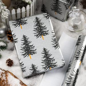 MAYPLUSS Christmas Gift <b>Wrap</b> <b>Paper</b> 17 Inch X 33 Feet Silver White Trees Minimalist Winter Festive Packaging <b>Paper</b> - Product Image 3