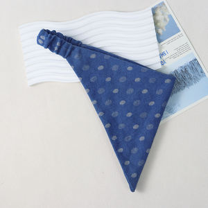 ربطات رأس عالية الجودة من قماش الدنيم القطني الأزرق المقاوم للاهتراء مثلث سادة سادة مرنة من الدنيم بنقاط البولكا - Product Image 3