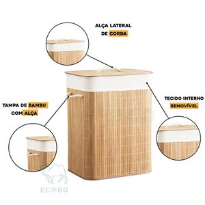 Large Eco-Friendly <b>Bamboo</b> <b>Laundry</b> <b>Basket</b> with Handles Modern Multifunction Clothing Organizer for Bathroom - Product Image 4