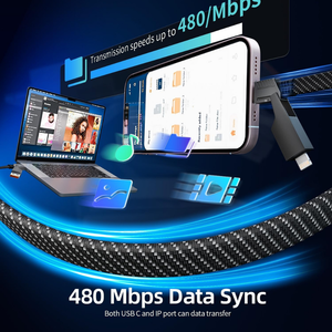 Cable de Carga Multifuncional 4 en 1 de 65W con Trenzado de Nailon para Amantes de las Tecnologías, Cable Plano para Sincronización de Datos de Teléfono <span class=keywords><strong>y</strong></span> Portátil - Product Image 3