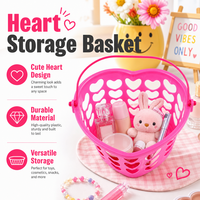 Panier de bain en plastique ajouré polyvalent en forme de cœur pour la Saint-Valentin, bac de rangement minimaliste portable