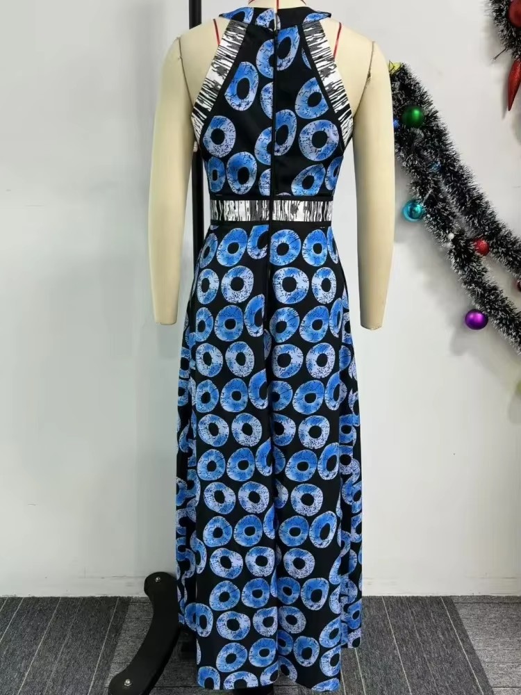 African Dresses for Women Elegant Dashiki Summer Spaghetti Straps Maxi Dress Ladies Traditional Africa Clothing Fairy Long Dress