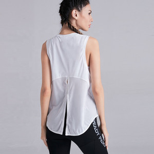 Activa nueva ropa de mujer Popular de Yoga del tanque <span class=keywords><strong>sin</strong></span> mangas Tops con nudo de corbata de vuelta - Product Image 4