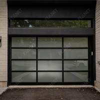 Puerta de Garaje de Vidrio de Doble Capa con Marco de Aleación de Aluminio Negro, Fabricante de Puertas de Garaje de Vidrio