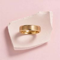 Unisex Minimalistische Vergoldete Edelstahl-Ringe 8mm 6mm Breit Matt Doppelt Abgeschrägt Paar-Schmuckringe Neu