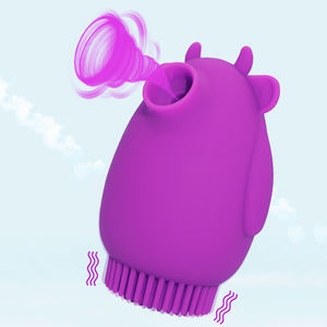Waterdichte schattige dierenvibrator 2-in-1 oplaadbaar, clitoriszuiger & zachte borstelmassager, seksspeeltje voor volwassen vrouwen - Product Image 2