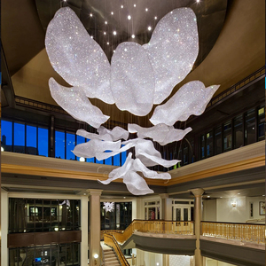 Grand lustre personnalisé moderne de fleurs de cristal de porcelaine pour la salle à manger de villa - Product Image 5
