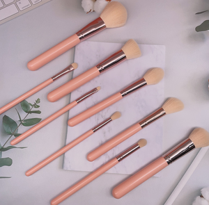 9-Piece Orange Wood Handle Synthetic Hair Makeup <b>Brush</b> Set Private Label Custom Logo Face Concealer <b>Brush</b> Kit - Product Image 3