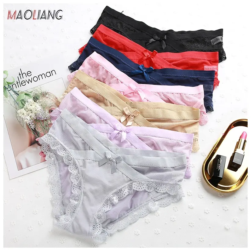 40441 Wholesale Ladies Sexy Underpants Low Waist Transparent Briefs Non-trace Lace Underwear Breathable Women Panties
