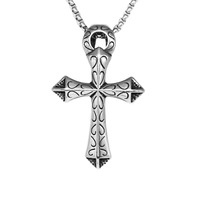 Liontin Salib Kristen Baja Anti Karat Anti Luntur Tahan Air Vintage Hip-Hop Egyptian Key Life Perhiasan Fashion Berkualitas
