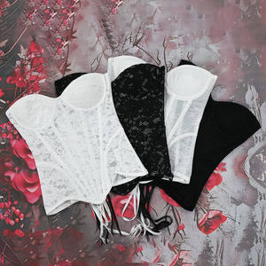 Corsetto Sopraseno <span class=keywords><strong>Sexy</strong></span> in Pizzo Floreale con Stecche in Acciaio e Scollo a V, Bustier Velato da Donna in Tinta Unita per Feste - Product Image 5