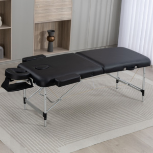 Table de massage pliable en aluminium à 2 sections, capacité de charge de 260 kg, portable, pour la physiothérapie et la beauté, avec appui-tête et accoudoirs, certifiée ISO9001 GPSR - Product Image 2