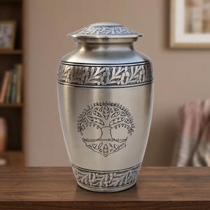 Urna de Cremación de Aluminio Clásica de Moda, Urnas de Cremación con Árbol de la Vida Grabado, para Cenizas Humanas, 200 Pulgadas Cúbicas - Product Image 2