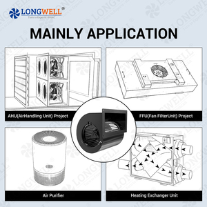 Quạt ly tâm kim loại mạ kẽm cao áp 200mm LONGWELL có thể tùy chỉnh, điện áp 230V, hỗ trợ OEM cho thiết bị xử lý không khí (AHU) - Product Image 5