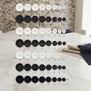 Bottoni a Pressione ABS Specifici per Abbigliamento, Rettangolari, 18L-40L, Varie Misure, Nero Bianco Bicolore, Design a Quattro Occhielli, Durevoli - Product Image 4