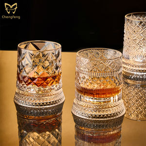 260 ml Döner Viski Bardakları, Altlıklı Döndürülebilir Kristal Viski Bardağı, Bar Partisi için Eski Usul Rock Bardağı - Product Image 4