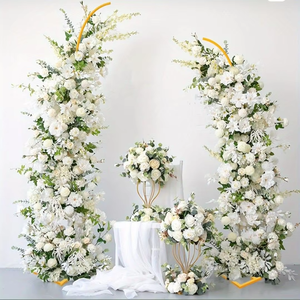 Arche de fleurs artificielles multicolores LANJO, élégante, en tissu rose blanc, pour toile de fond de mariage - Product Image 4
