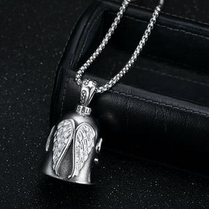 yunnique Stainless Steel <b>Angel</b> Wings <b>Bell</b> Pendant Necklace Unisex Gift Jewelry 3mm Chain 61cm - Product Image 2