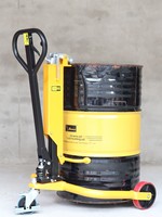 Chariot à tambour hydraulique à pédale avec roues en polyuréthane DT350, manutention de fûts, hauteur de levage max. 250 mm, polyvalent pour fûts en acier et en plastique