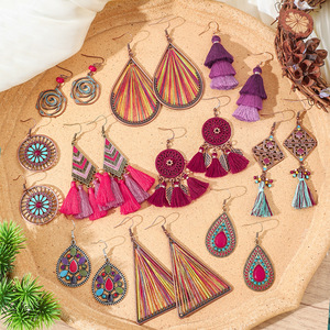 Bohemian Tassel <b>Drop</b> Earrings Alloy Antique <b>Bronze</b> Plated Women's Party Fashion Dangle Earrings - Product Image 1