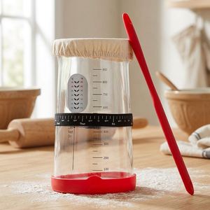 En stock – Kit de démarrage premium personnalisé – Grand bocal à levain de 40 oz avec bande de marquage pour l'alimentation, et racloir - Product Image 3