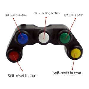 Commutateur universel de commande de guidon de moto à <span class=keywords><strong>5</strong></span> voies |   <span class=keywords><strong>2x</strong></span> boutons marche/arrêt à réinitialisation automatique + <span class=keywords><strong>3x</strong></span> boutons marche/arrêt à verrouillage automatique - Product Image 2