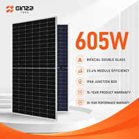 Panneaux solaires industriels pour toitures Ginza 605W N-Type pour 144 demi-cellules, double vitrage, haute performance, efficacité de 23,03 %, 210 mm x 210 mm