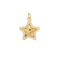 Pendentif en cuivre électroplaqué éco-responsable, incrusté de zircon, en forme d'étoile à cinq branches, fabriqué avec précision par CNC, pour le commerce transfrontalier Europe-Amérique