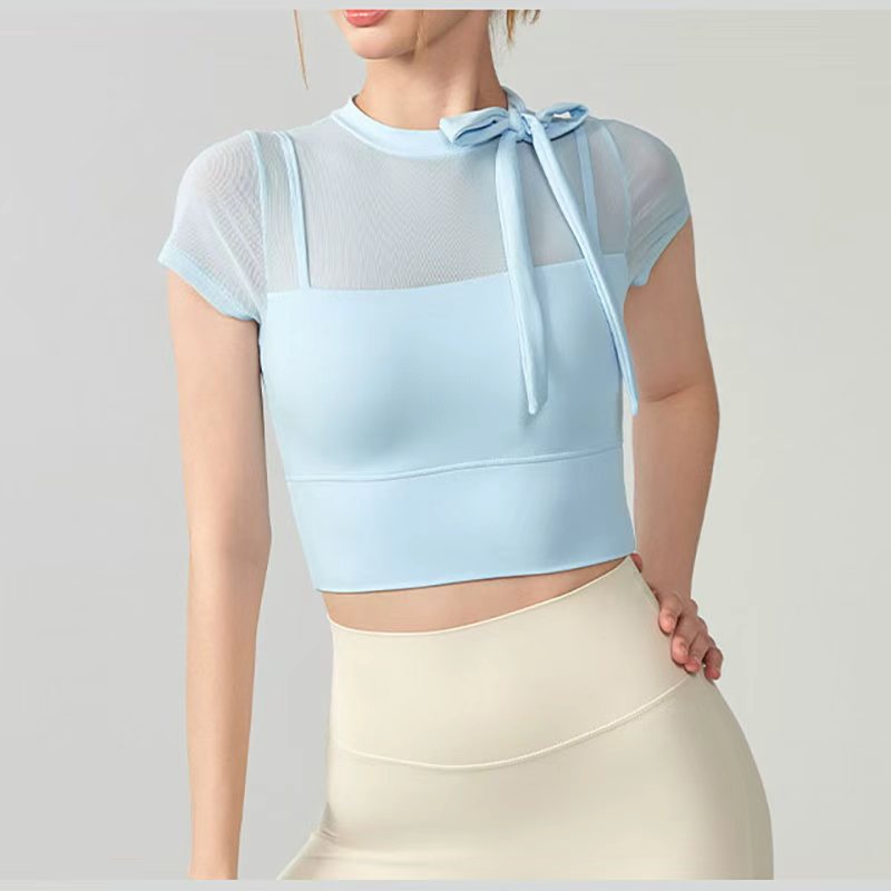 Wholesale Women's Loose Fit Cropped Yoga Top Short Sleeve Quick Dry Workout Shirt Casual Breathable Fitness Athletic Activewear