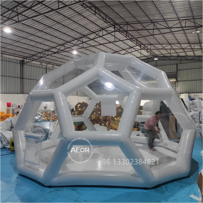 Yeni tasarım şeffaf PVC kabarcık çadır ev açık kamp için şişme çadır futbol balon