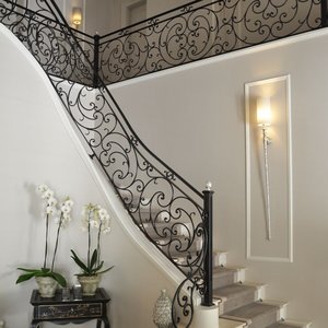 Modern Wrought Iron Stair <strong>Railing</strong> for Villa with Clean Lines Water Resistant and Easy Installation - Product Image 5