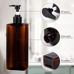 Bouteilles de shampooing en plastique PET ambré de 300 ml et 500 ml avec pompe à lotion pour les soins quotidiens du corps et les emballages cosmétiques - Product Image 3