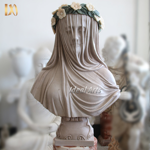 Statue de <span class=keywords><strong>buste</strong></span> de <span class=keywords><strong>femme</strong></span> voilée en marbre, sculptée à la main, en marbre blanc, pour la décoration de la maison - Product Image 5
