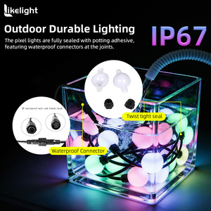 Programmeerbare 50mm 24V UCS1903 RGB Pixel Ball String Light met 3D Diffuus Licht, LED Gordijn voor Festival, Markt en Podiumdecoratie - Product Image 4